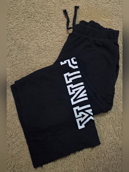 PINK Victoria's Secret Pants - PINK Victoria's Secret Raw Hem Spellout Sweatpants Joggers
